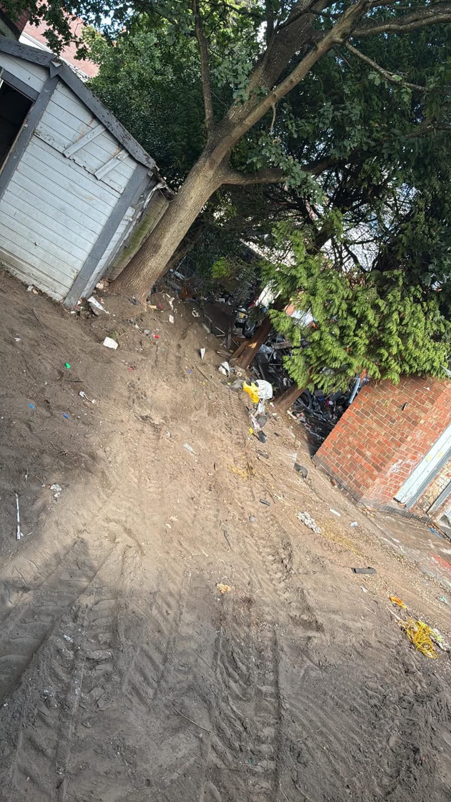 After: ground cleared beside the shed
